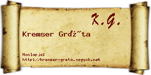 Kremser Gréta névjegykártya